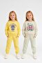 Girl's Printed Winter Fleece-Lined Sweatshirt / Tracksuit Set