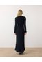 Black - Tie Waist Corded Fabric Knitwear Long Sleeve Maxi Dress - 3