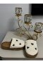 Teddy Bear Embroidered Fluffy House Slippers Dowry Slippers - 3
