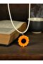 Sunflower Design Leather String Necklace, Handmade Polyresin Flower Necklace - 2