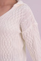 Women's Ecru V-Neck Knitwear Sweater Arm-26K136037 - 3