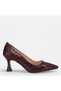 Large Size Women's Stiletto 41-42-43-44 Brown Croco - 6