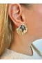 Gold Black Detailed Shell Shaped Earrings – Modern and Stylish Women's Jewelry |   Special Boxed - 3