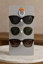 3-Piece Plexiglass Modern Store Office Home Desktop Glasses Stand Gray Color 35cm