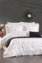 Avelisse 100% Cotton Colorful Floral Embroidery, Ruffled 8-Piece Premium Double Duvet Cover Set