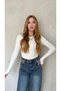 Women's White Stretch Fabric Long Sleeve Basic Bodysuit – Fitted Fit, Stretchy and Soft Textured