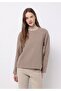 Regular Fit Round Neck Plain Women's Beige T-Shirt