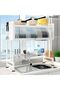 Over The Sink Dish Rack with Dust‑Proof Cabinet Door (White) - 7