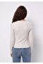 Slim Fit Round Neck Plain Women's Ecru T-Shirt - 4