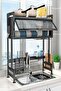 3-Tier Over-The-Sink Dish Drying Rack with Lid (Black)