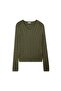 Long Sleeve V-Neck Knitwear Green Sweater