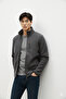 Men's Anthracite Non-Pilling Mock Neck Standard Full Zip 3-Pocket Men's Fleece Cardigan - 2