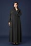 Medina Silk Mevlana Cut Loose Plus Size Ferace with Pockets and Belt - 4