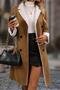 Fur Detailed Buttoned Suede Coat - Brown - 2