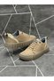 Beige Genuine Nubuck Leather Rubber Laced Casual Shoes - 3