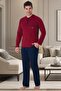 Men's Burgundy Pajama Set with Pockets, Large Size (Oversized) - 3