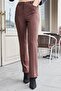 Women's Diagonal High Waist German Pocketed Pipe Leg Trousers-Brown - 6