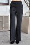 Women's Thick Stretchy Fabric Side Pockets Wide Leg High Waist Relaxed Fit Palazzo Pants -Anthracite - 6