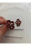 Four Spiral Burgundy Gold Women's Earrings - 2