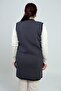 Women's Front 3 Button Pocket Mini Triangle Pattern Plus Size Long Knitwear Vest - 4