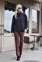 Women's Diagonal High Waist German Pocketed Pipe Leg Trousers-Brown