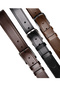 Genuine Leather Brown Special Double Stitched 4 cm Classic Men's Belt - 3