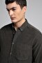 Wornes Men's Velvet Long Sleeve Shirt Green - 4