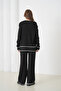 Women's Black Crew Neck Oversized Sweater Pants Knitwear Bottom-Top Set - 8
