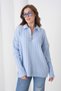 Women's Baby Blue Polo Neck Zippered Oversized Knitwear Sweater