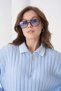 Women's Baby Blue Polo Neck Zippered Oversized Knitwear Sweater - 7