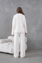 Women's Stone Self-Textured Buttoned Sweater Pants Knitwear Bottom-Top Set - 8