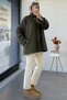Premium Front Buttoned Oversized Gabardine Coat – Khaki - 8