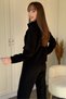 Buttoned Zippered Premium Modal Fabric Pants Cardigan Black Set - 4