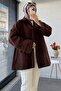 Premium Front Buttoned Oversized Gabardine Coat – Brown