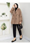 Button Detailed Belted Oversized Trench Coat Rc853107