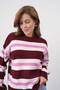 Women's Bone Crew Neck Striped Oversized Knitwear Sweater - 6