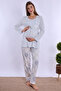 Effortt Blue 100% Cotton Maternity Pajama Set with Dressing Gown - 4