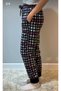 Thick Fleece Pajama Bottoms with Cuffs and Plaid Pockets - 2