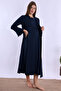 Effortt Navy Maternity and Postpartum Nightgown Set with Robe