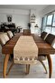 3-Piece-H1245 Beige Cookie Houses-Cushion Cover and Runner Combination - 6
