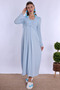 Cotton Maternity Nightgown with Breastfeeding Feature Effortt - Blue - 5
