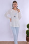 Breastfeeding-Friendly Cotton Maternity Pajama Set – Elastic Waist Effortt - Blue - 5