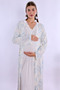 Floral Patterned Dressing Gown Maternity Nightgown Set Effortt - Blue-Ecru - 3