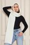 Women's Soft Textured Hooded Scarf Thessaloniki Knitted Hooded Shawl 13038 Ecru - 3