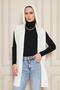 Women's Soft Textured Hooded Scarf Thessaloniki Knitted Hooded Shawl 13038 Ecru - 4