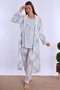 Effortt Blue 100% Cotton Maternity Pajama Set with Dressing Gown - 7