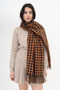 Houndstooth Patterned Wool Winter Scarf - Orange - 2