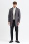 Grande Men's Gray Jacket Collar Slim Fit Cashmere Coat - 5