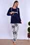 Cotton Fabric Maternity and Postpartum Set with Breastfeeding Features, 4 Pieces Effortt - Navy Blue - 5