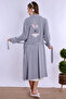 Effortt Pink Maternity and Postpartum Nightgown Set with Robe - 3